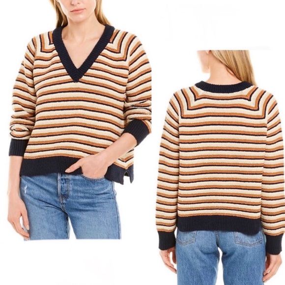 Madewell Sweaters - Madewell Arden Cropped Chunky Knit Striped Pullover Sweater